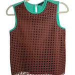 Raoul Leather and Silk Sleeveless Top Sz. 2 Brown Photo 0