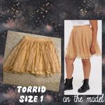 Torrid Skater Tulle Star Brown & Gold Holiday New Years Mini Skirt- size 1 Photo 1