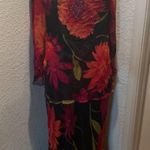 Vintage Cattiva Silk Floral Maxi Dress Sheer 2 Piece EUC Sz M Blk/Red Sleeveless Size M Photo 7