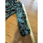 Roz & Ali  Paisley Blouse Women Size Medium Teal Black Lined Top Long Sleeve City Photo 5