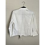Carlisle  Blouse Women's Size 12 White Front Embroidered Medallions Tie Front Photo 1