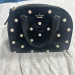 Kate Spade New York Small Women's Black Velvet Pearl-Embellished Top Handle Bag Photo 4