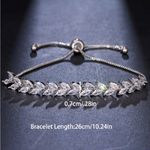 Marquise Simulated Diamond Bolo Tennis Bracelet 18K Gold Plated NWT Silver Photo 4