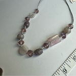 Smokey quartz, peach moonstone beads Necklace on Silver Chain Photo 1