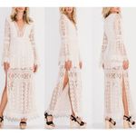 Jen's Pirate Booty Jen’s Pirate Booty Chaouen Lace Crochet Boho Maxi Dress Ivory XS Photo 1