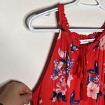 Cupcakes and Cashmere Cupcake and Cashmere crepe coral red floral ruffled tassel tie sun dress size L Photo 73
