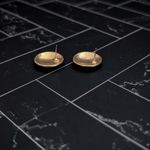 Vintage Stud Earrings Purple & Gold Tone Glam Design Stylish Circle Statement Photo 4