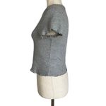 ASOS Gray Waffle Knit Lettuce Hem Crop Top T Shirt Size 4 Casual Loungewear Photo 3