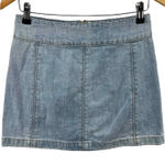 Free People Mini Micro Skirt Womens 2 Blue Jean 100% Cotton Zip Back Photo 0