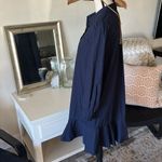 Cynthia Rowley navy 100% cotton pop over long sleeve shirt dress ruffle hem M‌ Photo 6