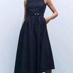 ZARA NWT  Denim Asymmetrical Midi Dress Sz Small Belted Grunge Chic Photo 0