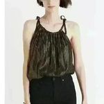 Madewell  Metallic Striped Silk Cami Black/Gold, sz 00 Photo 1