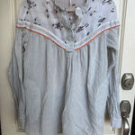 Free People  Striped Floral Boho Tunic Shirt Blouse Top Women Size Small Photo 0