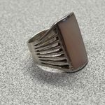 Bold Sterling Silver Statement Piece Ring Rectangular Mother of Pearl Inlay Sz 7 Photo 6