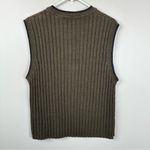 EXPRESS Vintage Grandpa Sweater Vest Womens Large Ribbed Sleeveless Cotton Knit Photo 1