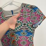 Lovers + Friends  Cassidy Dress Mosaic White Gray Multi Geometric Mini Fit Flare Photo 5