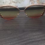 New Chic Fashion Cat Eye Pearl Bling Embellished Gradient Lend Sunglasses Gold Photo 5