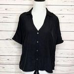 Guess Black Cold Shoulder Button Up Tie Front Top Size Medium Photo 0