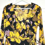 PARISIAN Women Floral Print Faux Wrap Ruffle Long Sleeve Mini Dress Size 8 Black Photo 3