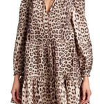 Generation Love Brown Leopard Print Balloon Sleeve Rumi Mini Dress Size XS Photo 0