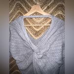 JODIFL Women's Light Gray Knit Sweater, Criss Cross Knot Back, Size S Photo 3