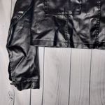 Romwe  Faux Leather Black Cropped Biker  Jacket Photo 2