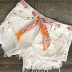 Free People White Jean Shorts With Belt Photo 0