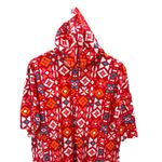 Stan Herman Red Geometric Hooded Pullover Lounger Dress Medium 100% Cotton Photo 3