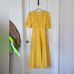 Pennyblack‎ Yellow Floral Eyelet Midi Dress Belted Cocktail Party Summer Small Photo 2