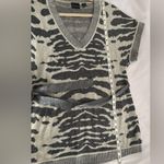 Tribal Sweater Dress Womens M Silver Gray Zebra Print Belted Tunic Top Size M Photo 6