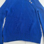 Ralph Lauren Lauren  Woman’s Blue Petite Small Chunky Knit Crewneck‎ Sweater Photo 2