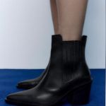 ZARA genuine leather cowboy western black ankle boots Photo 4