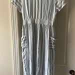 a.n.a NWT  New Approach Blue/White Striped Rayon Linen Midi Dress Women’s M Photo 0