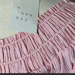 A New Day Short sleeve Smocked off the shoulder shirt top red white striped L Photo 2