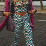 ZARA NEW PRINTED FLARED LEG PANTS WOMENS SIZE XL HIGH WAIST W/ DRAWSTRING Photo 0