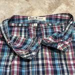 GH Bass Madras Plaid Cargo Mini Skirt Cotton Blue Red White 6 Pockets Mid Rise Photo 1