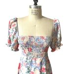 ASTR Puff Sleeve Smocked Bust Midi Pastel Print Floral Dress Size Small Photo 2