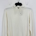 J.Crew Pointelle Knit Turtleneck Long Sleeve Top Cotton Blend Ivory XL NWT Photo 4
