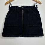 Madewell  Full Zip Front Black Denim Miniskirt Size 27 Skirt Utility Pockets Photo 1