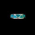 Sterling Silver VTG  Southwest Crushed Turquoise Inlay Ring Photo 2