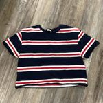 Brandy Melville Blue Red White striped cropped tee shirt Photo 1
