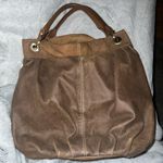 Coldwater Creek Vintage Leather Tote Satchel Purse Tan Brown Hobo Bag, Brass Hardware Photo 5