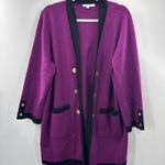 Chico's Sweater Jacket Womens XL Purple Black Contrast Trim Cardigan Button Photo 4