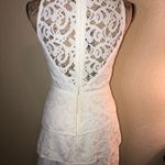 BCBGMAXAZRIA Hanah Off White Lace Dress Asymmetrical Tiered Skirt Bridal Size 4 Photo 6