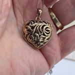 Boutique Puffy heart 2 sides cut out design sterling silver Vermeil . Photo 3