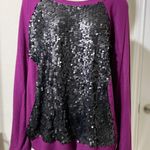 Halogen Purple And Black Sequin Long Sleeve Shirt Photo 0