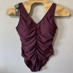 NEW Kindred Bravely Gathered Maternity One Piece Swimsuit Maroon Purple Size XL Photo 0