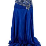 Mac Duggal Sequin Beaded Chiffon Evening Gown Prom Dress Strapless Royal Blue 16 Photo 0