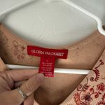 Gloria Vanderbilt  Y2k Size Large Boho Rustic Floral Beige‎ Red Short Sleeve Top Photo 3