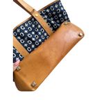 CELINE Vintage Tan Blue Macadam Tote Shoulder Bag Photo 8